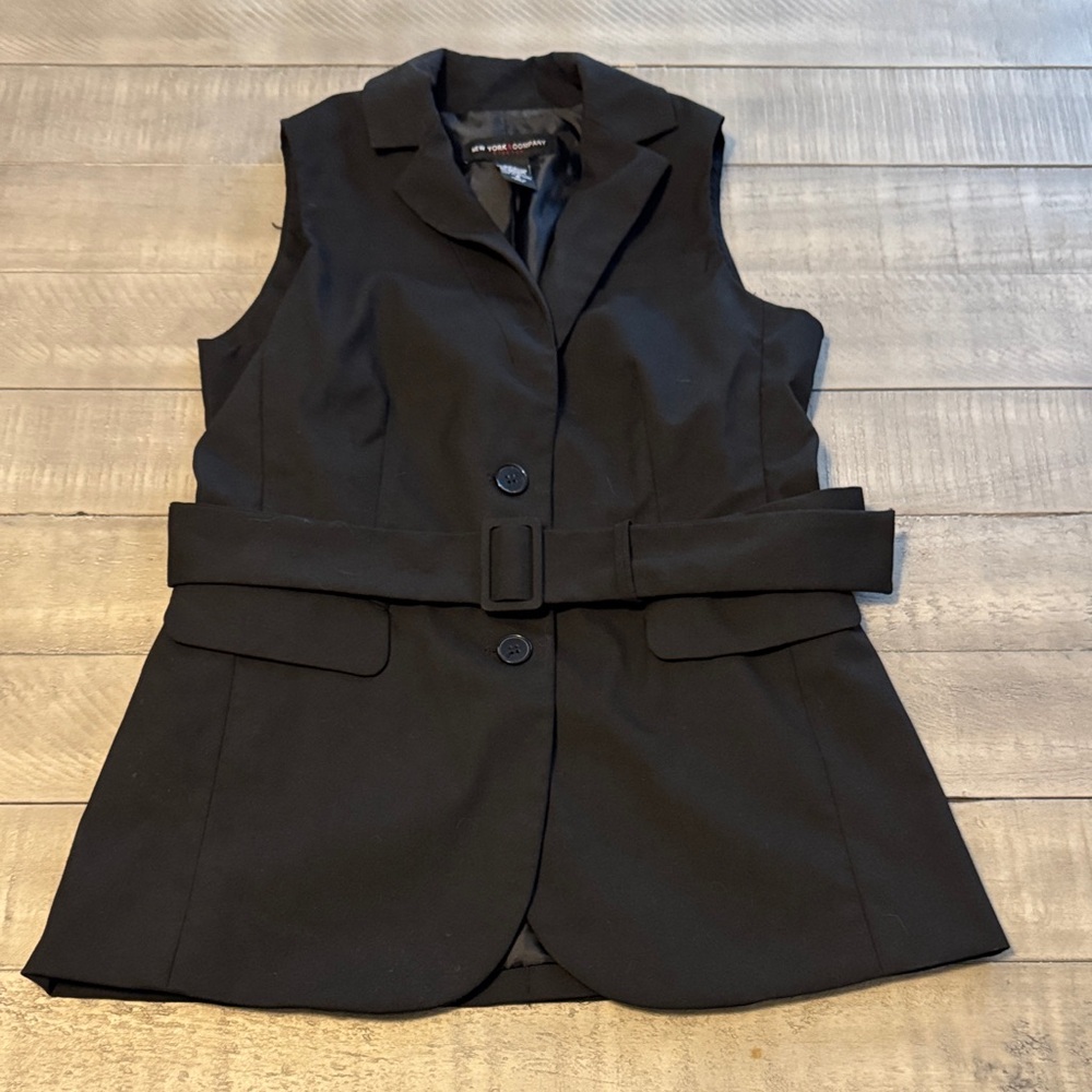 New York & Company Black Sleeveless Blazer